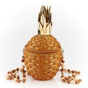 Serpui Pineapple Wicker Clutch Crossbody
